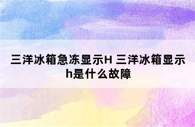 三洋冰箱急冻显示H 三洋冰箱显示h是什么故障